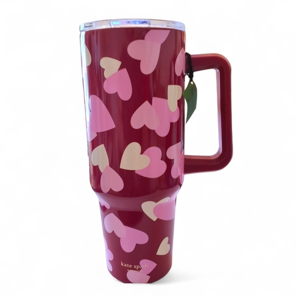 Kate Spade New York Hearts Stainless Steel 40 oz Tumbler w/ Handle + Straw – NWT - Picture 2 of 11